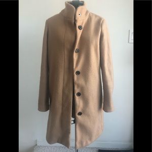 Bouclé Funnel-Neck Coat in Camel XS